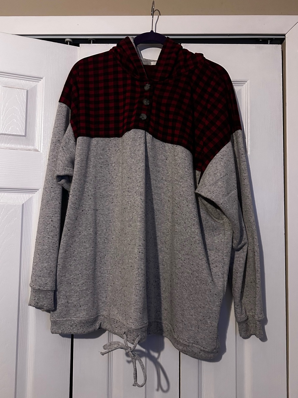 Maurice’s Buffalo Plaid Front Tie Hoodie